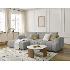 Canapé d'angle convertible FUJI tissu bouclette Bobochic pas cher
