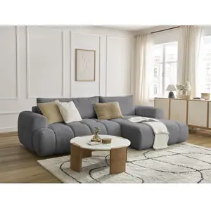 Canapé d'angle convertible FUJI tissu bouclette Bobochic pas cher