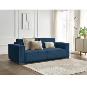 Canapé droit convertible coffre CHELSEA gros côtelé doux Bobochic pas cher