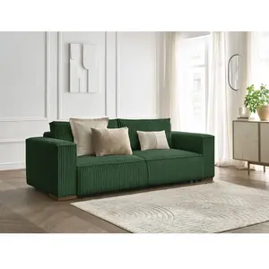Canapé droit convertible coffre CHELSEA gros côtelé doux Bobochic pas cher