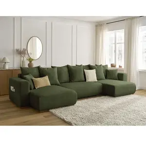 Canapé panoramique convertible coffre SIDONIE tissu chiné Bobochic pas cher