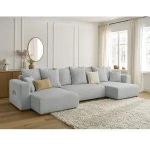 Canapé panoramique convertible coffre SIDONIE tissu chiné Bobochic pas cher