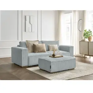 BOBOCHIC Canapé droit convertible coffre CHELSEA gros côtelé doux avec... pas cher