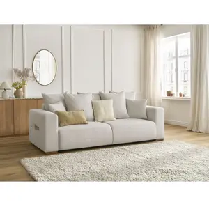 Canapé droit convertible SIDONIE tissu chiné beige BOBOCHIC 3 places pas cher