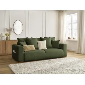 Canapé droit convertible SIDONIE tissu chiné vert BOBOCHIC 3 places pas cher