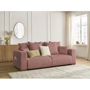 Bobochic canapé droit convertible sidonie velours côtelé rose SIDONIE pas cher