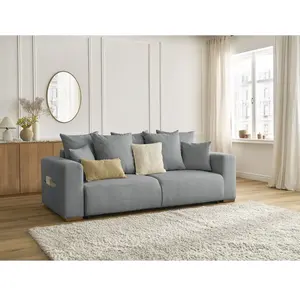 Canapé droit convertible SIDONIE tissu chiné Gris foncé BOBOCHIC TU pas cher