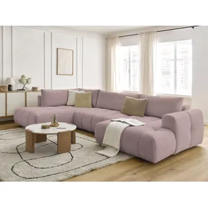 Canapé d'angle panoramique convertible FUJI tissu lisse Bobochic pas cher