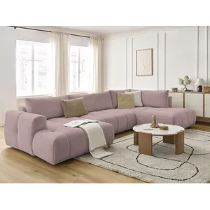 Canapé d'angle panoramique convertible FUJI tissu lisse Bobochic pas cher