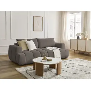 Bobochic canapé droit convertible 3 places fuji tissu lisse taupe FUJI pas cher