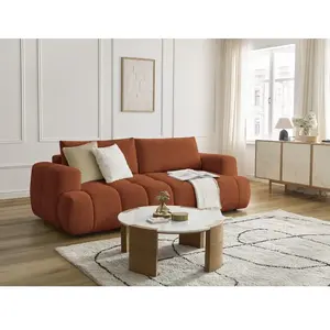 Bobochic canapé droit convertible 3 places fuji tissu lisse orange FUJI pas cher