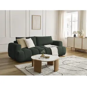 Bobochic canapé droit convertible 3 places fuji tissu lisse vert FUJI pas cher