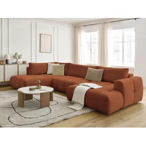 Canapé d'angle panoramique convertible FUJI tissu lisse Bobochic pas cher