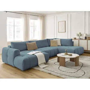 Canapé d'angle panoramique convertible FUJI tissu lisse Bobochic pas cher