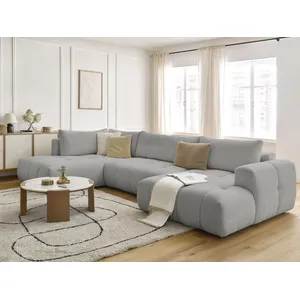 Canapé d'angle panoramique convertible FUJI tissu bouclette Bobochic pas cher