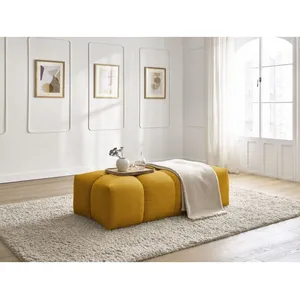 Accueil Séjour Fauteuil & pouf BOBOCHIC - Pouf petit EVEREST tissu texturé Jaune