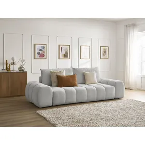 Canapé droit fixe 3 places EVEREST tissu chiné gris clair   BOBOCHIC pas cher