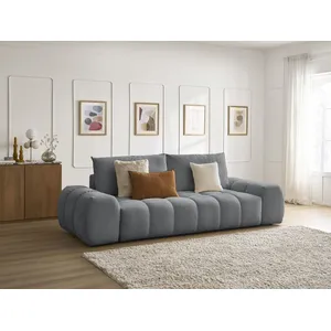 Canapé droit fixe 3 places EVEREST tissu chiné gris foncé   BOBOCHIC pas cher