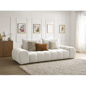 Bobochic canapé droit fixe 3 places everest tissu texturé blanc EVEREST pas cher