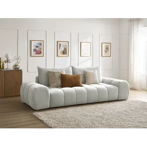 Canapé droit fixe 3 places EVEREST tissu texturé gris clair   BOBOCHIC pas cher