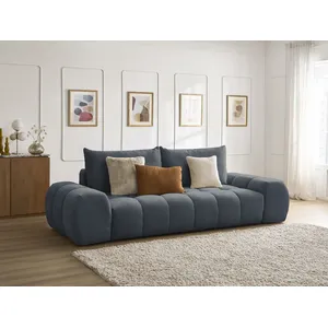 Comparateur de prix : Canapé droit fixe 3 places EVEREST tissu texturé bleu foncé BOBOCHIC