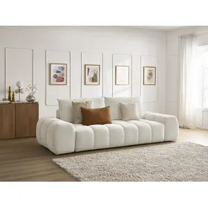 Bobochic canapé droit fixe 3 places everest tissu chiné blanc EVEREST pas cher