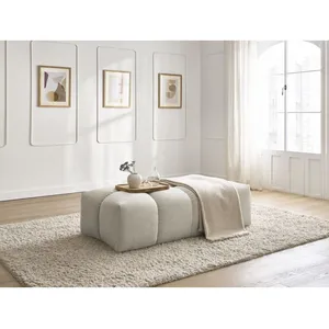 Bobochic pouf petit everest tissu texturé beige EVEREST