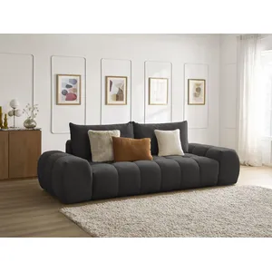 Bobochic canapé droit fixe 3 places everest tissu texturé noir EVEREST pas cher
