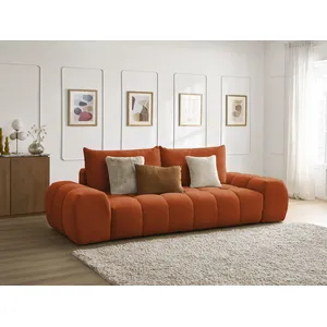 Bobochic canapé droit fixe 3 places everest tissu texturé orange EVEREST pas cher