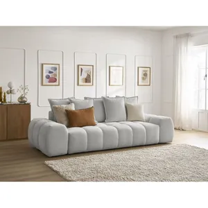 Bobochic canapé droit convertible coffre everest tissu chiné gris clair EVEREST pas cher