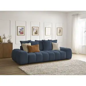 Bobochic canapé droit convertible coffre everest tissu chiné bleu foncé EVEREST pas cher