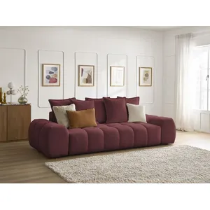 Bobochic canapé droit convertible coffre everest tissu chiné rouge EVEREST pas cher
