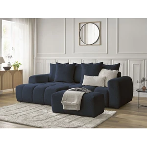 BOBOCHIC Canapé d'angle convertible coffre ROXELANE tissu bouclette avec pouf b... pas cher