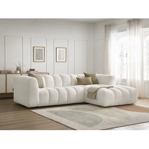 Bobochic canapé d'angle fixe talia tissu chiné blanc angle droit TALIA pas cher