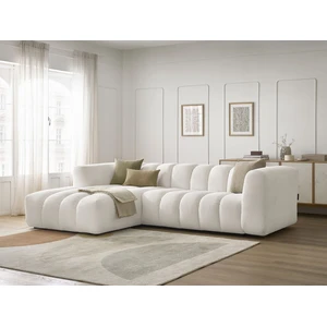 Bobochic canapé d'angle fixe talia tissu chiné blanc  angle gauche TALIA pas cher