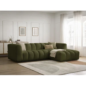 Bobochic canapé d'angle fixe talia tissu chiné vert  angle droit TALIA pas cher