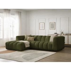 Bobochic canapé d'angle fixe talia tissu chiné vert angle gauche TALIA pas cher