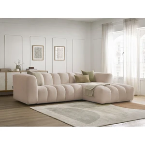 Bobochic canapé d'angle fixe talia tissu chiné beige angle droit TALIA pas cher
