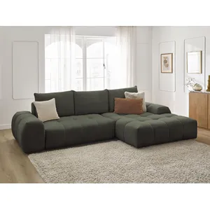 Comparateur de prix : Bobochic canapé d'angle convertible coffre everest tissu chiné vert angle droit EVEREST