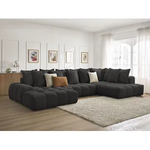 Canapé panoramique convertible coffre EVEREST tissu texturé Bobochic pas cher