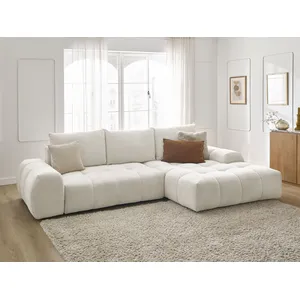 Bobochic canapé d'angle convertible coffre everest tissu chiné blanc angle droit EVEREST pas cher