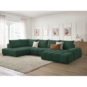 Bobochic canapé panoramique convertible coffre everest tissu texturé vert  angle droit EVEREST