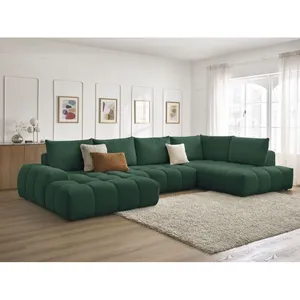 Bobochic canapé panoramique convertible coffre everest tissu texturé vert  angle gauche EVEREST