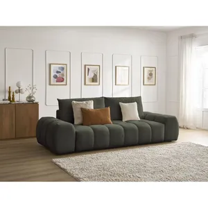 Bobochic canapé droit convertible coffre everest tissu chiné vert EVEREST pas cher