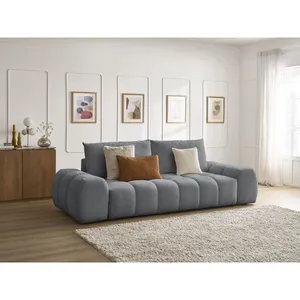 Bobochic canapé droit convertible coffre everest tissu chiné gris foncé EVEREST pas cher