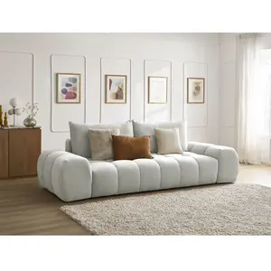 Bobochic canapé droit convertible coffre everest tissu texturé gris clair EVEREST pas cher
