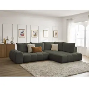 Canapé d'angle L convertible coffre EVEREST tissu chiné Bobochic pas cher