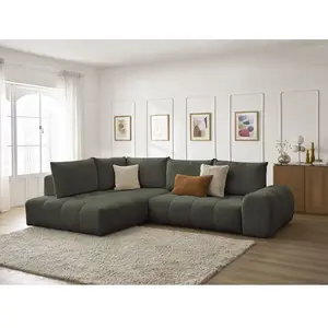Canapé d'angle L convertible coffre EVEREST tissu chiné Bobochic pas cher