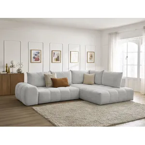 Canapé d'angle L convertible coffre EVEREST tissu chiné Bobochic pas cher