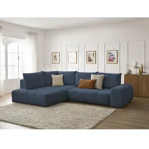 Canapé d'angle L convertible coffre EVEREST tissu chiné Bobochic pas cher